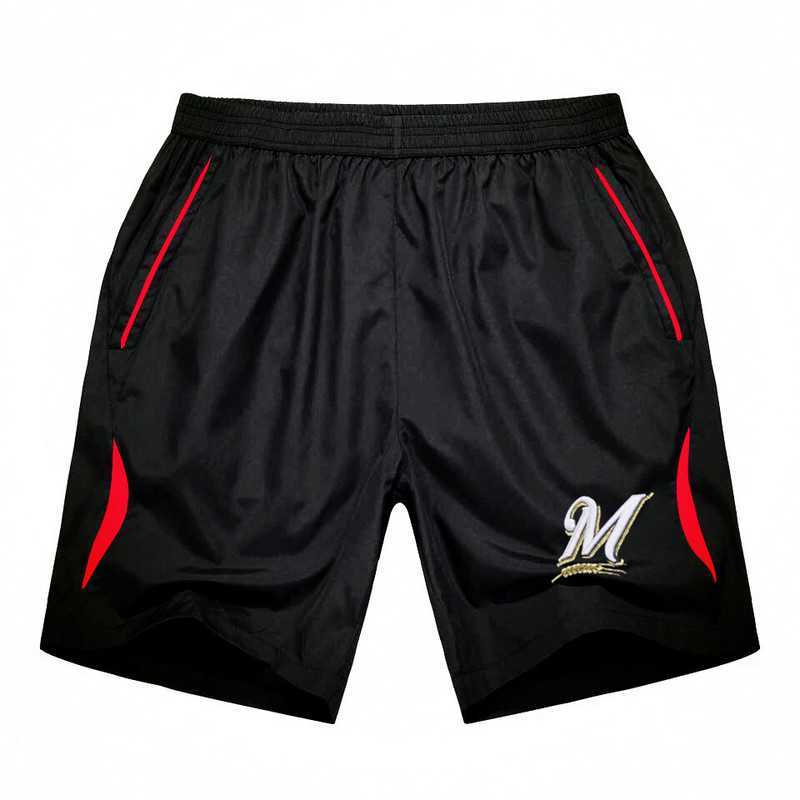 Men's Milwaukee Brewers Black Red Stripe MLB Shorts,We sell and wholesale Men's Milwaukee Brewers Black Red Stripe MLB Shorts on line form chian!